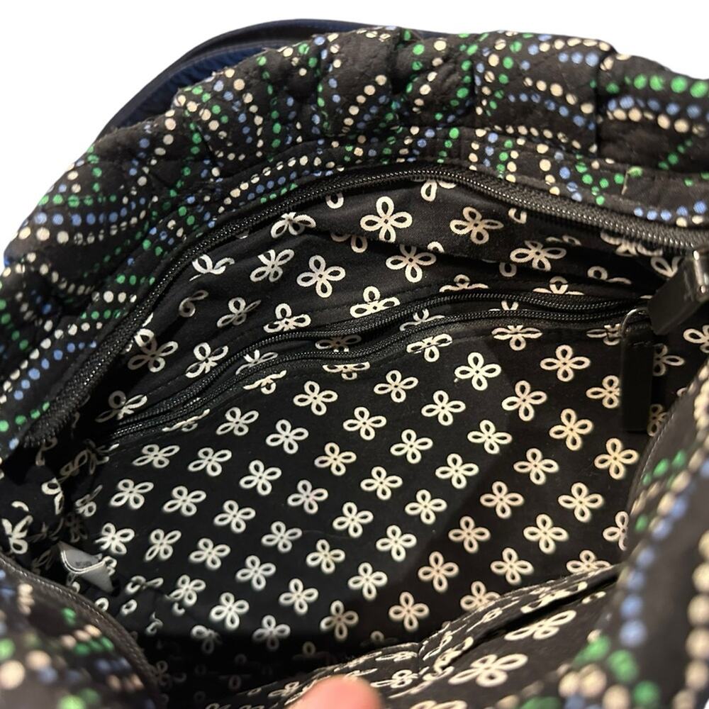 Vera Bradley Hadley Crossbody Bag with Kiev Swirls Black/Green Adjustable Strap - Picture 6 of 9